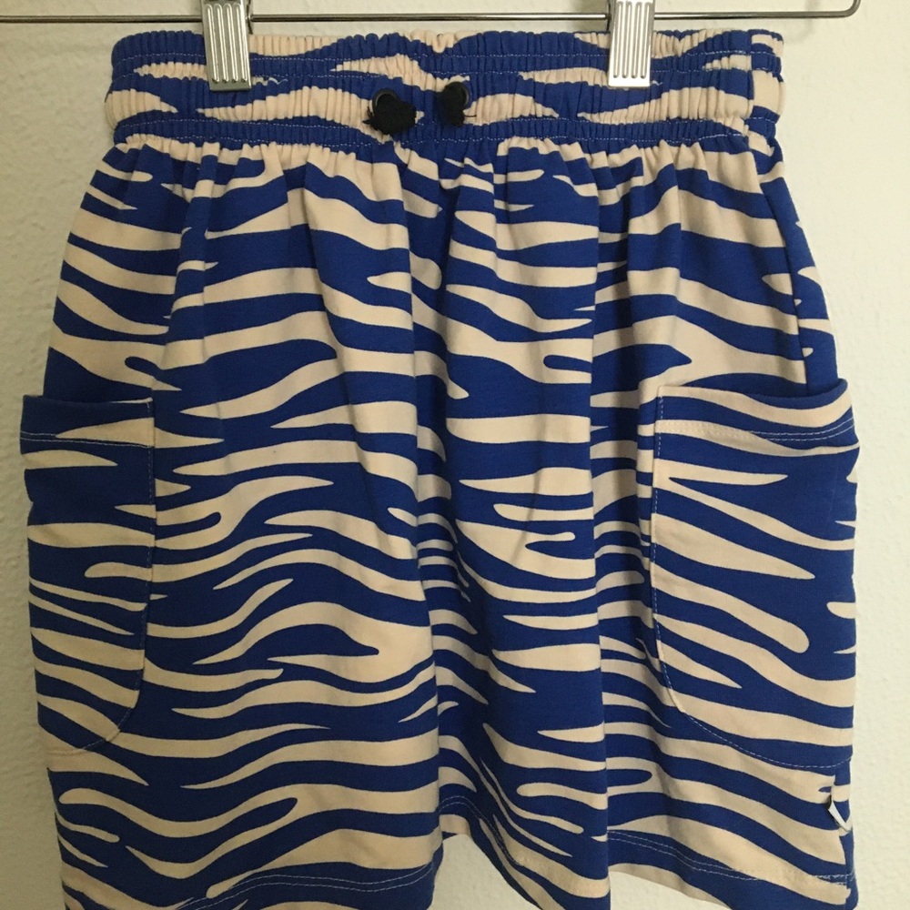 Blue and Cream Zebra Print Skirt